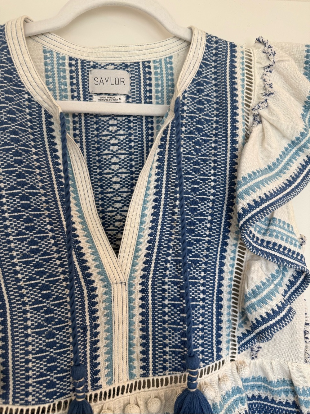 SAYLOR Flutter Sleeve Embroidered Peasant Top - Picture 5 of 9